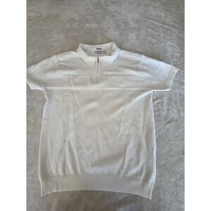 Spring & Mercer Men's Size Large White 1/4 Zip Short Sleeve Sweater